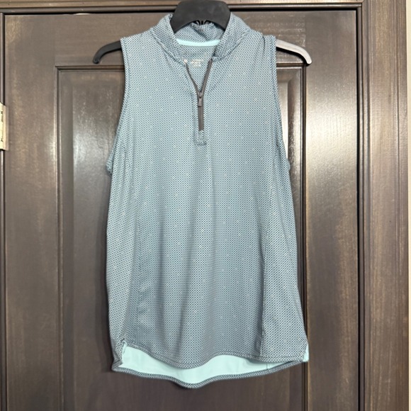 Peter Millar Tops - Peter Millar Womens Blue Geometric Sleeveless Quarter Zip Golf Top UPF 50+ Sz M